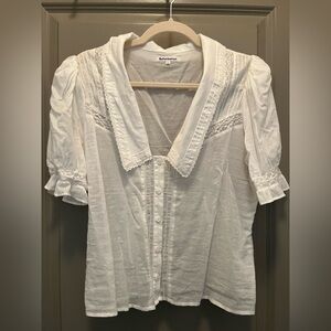 NWOT Reformation Ivory Button-Up Blouse with Lace Details